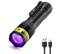DARKDAWN UV Flashlight 395nm Black Light Mini USB Rechargeable Ultraviolet LED Blacklight Woods Lamp Powerful Fluorescent Portable Detector for Pet Urine Stains, Scorpions, Resin Curing