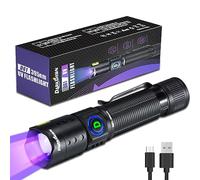 DARKDAWN UV Flashlight 395nm Black Light Mini USB Rechargeable Ultraviolet LED Blacklight Woods Lamp Powerful Fluorescent Portable Detector for Pet Urine Stains, Scorpions, Resin Curing