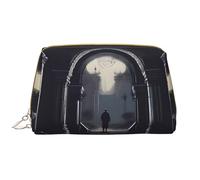 DarkDelights Leather Portable Makeup Bag for Cosmetics, Toiletries, and Daily Essentials