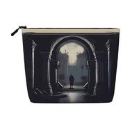 DarkDelights Water-Resistant Faux Linen Single-Layer Makeup Bag with Zipper Closure for Your Daily or Travel Needs