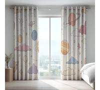 Darkening Curtains Microfiber,Cream Cartoon Children Universe Contemporary Thermal Curtain Lightproof Thermal Insulated Curtains For Bedroom,52 x 63 Inch Drop 2 Panels