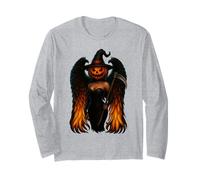 DarkFiery Halloween Angel Wings Gothic Pumpkin Witch Flaming Long Sleeve T-Shirt