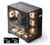 darkFlash ATX Mid-Tower PC Case with Screen, Three Side Glass, Curved Full View Dual Gaming PC Case, 4 PWM ARGB Fans Computer Case Pre-Installed, Type C, RTX 40 Compatible, Black(L280)