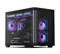 darkFlash Micro-ATX Gaming PC Case, Dual-Chamber MATX PC Case with 3 x 120mm ARGB Fans, Panoramic View Tempered Curve Glass Computer Case, USB 3.0 Port, Supports Dual 360mm AIO, Black(DPW90M)