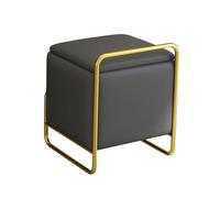 DarkGreyLeatherDressingVanityStoolwithStorageUpholsteredFootrestOttomanBenchStylishShoeStorageSeatforBedroomandLivingRoom