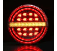DARKGUARD 1 x Round Hamburger LED Trailer Tail Light 12V/24V IP67 Waterproof E-Mark Approved Rear Towing Light for Trailer, Truck, Caravan & Tractor, 3-in-1(Brake/Turn Signal/Position)