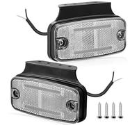 DARKGUARD 2 x LED Side Marker Lamps with Screw Support & Reflector 12V/24V Front Position Lights White ECE Approved IP67 Waterproof Outline Clearance Lights for Trailers Trucks Caravans Mixers