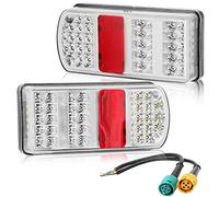 DARKGUARD 2 x LED Trailer Tail Lights with Fast Connector, 12V Waterproof LED Trailer Rear Light Set, 7 Functions Include Stop Position Indicator Fog Reverse License Light Reflector