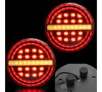 DARKGUARD 2 x Round Hamburger LED Trailer Tail Lights 12V/24V IP67 Waterproof E-Mark Approved Rear Towing Lights for Trailers, Trucks, Caravans & Tractors, 3-in-1(Brake/Turn Signal/Position)