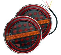 DARKGUARD 2 x Round Led Rear Trailer Lights Hamburger Trailer Lights IP67 Submersible 12V 24V Led Towing Light Tail Light For Car Truck Caravan Boat Camper Van ECE