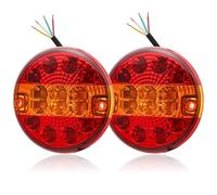 DARKGUARD 2 x Round Trailer Lights Led Hamburger Trailer Towing Lights 12V 24V IP67 Submersible Tail Light For Trailers Cars Trucks Caravans Boats Campers Van ECE