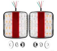 DARKGUARD 2 x Square Trailer Lights 12V/24V IP67 Waterproof E-Mark Approved LED Tail Light Kit For Trucks, Caravans & Tractors, 5-in-1(Brake/Turn Signal/Position/License Plate/Reflector)