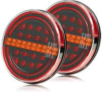 DARKGUARD 2Pcs Round Led Trailer Rear Lights 12/24V 3 Function Hamburger Truck Tail lights Universal for Trailer Truck Lorry RV Vans Tractor ECE Approval Waterproof