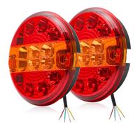 DARKGUARD 2PCS Round LED Trailer Tail Lights 12V/24V IP67 Waterproof, Stop/Turn/Position Functions, E-Mark Approved - Shockproof Long-Lasting for Caravans, Trucks, Farm Tractors