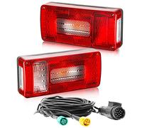 DARKGUARD 2x Trailer Tail Lights with 5.2M 13 Pin Plug, 12V Halogen Bulb Set with License Plate Light