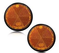 DARKGUARD 2xTrailer Rear Reflectors Self Adhesive Round Ø 60mm Amber Reflectors Stick-on for Gate Posts,Caravan Reflector Round Adhesive for RV Truck Trailer E9-Approved (Amber-Round-Stick On-2pcs)