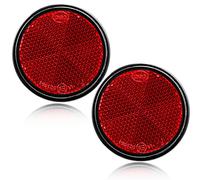 DARKGUARD 2xTrailer Rear Reflectors Self Adhesive Round Ø 60mm Red Reflectors Stick-on for Gate Posts,Caravan Reflector for RV Truck Trailer E9-Approved (Red-Round-Stick On-2pcs)