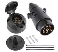 DARKGUARD 7pin Trailer Plug Trailer Socket 12v,7 Pin Trailer Plug, 7Pin Trailer Socket with Waterproof Seal,7pin Female Trailer Connector, 7pin Trailer Adapter for Van Camion RV Towbar (DG75S7PRWS)