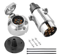 DARKGUARD 7pin Trailer Plug Trailer Socket Metal 12v,7 Pin Trailer Plug, 7Pin Trailer Socket With Waterproof Seal,7pin Female Trailer Connector, 7pin Trailer Adapter for Van RV Towbar (DG78S7PMWS)