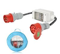 DARKGUARD CEE Adapter 32A Plug to 16A Coupling 5 Pin for EV Charger, 400V CEE Power Adapter with Circuit Breaker for Overload & Anti-Short Protection, with 5pin x 2.5mm² Cable