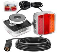 DARKGUARD LED Magnetic Trailer Tail Lights Kit 12V/24V - 7 Pin Plug, 7.5m/24.6ft Cable & Portable Packing Box, 5 Functions (Turn/Brake/Tail/License Plate/Reflector), ECE IP67 Approved for Caravans