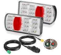 DARKGUARD LED Trailer Light Kit 12V 24V 13pin Plug 5pin Bayonet Connector 5.5M Pre-Wired Cable Waterproof Towing Lights 7 Functions Position Fog Number Plate Brake for Caravan Truck, E57 Approved