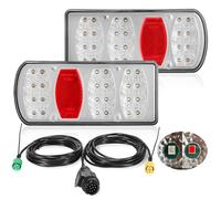 DARKGUARD LED Trailer Rear Lights Set 7 Functions 12V 24V 13pin Plug 5pin Bayonet Connector 5.5M Pre-Wired Cable Extra 25cm Trailer Cable For Wiring Fog Number Plate Side Marker Lights, IP65 & E57