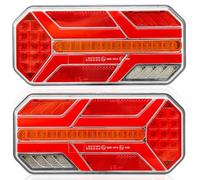 DARKGUARD Led Trailer Tail Lights Caravan Truck Rear Lights 12V/24V IP67 Waterproof E9 Approved, 7-in-1(Brake/Turn Signal/Position/Numberplate/Fog/Reverse/Reflector) For Motorhomes & Bike Carriers