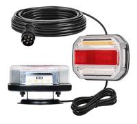 DARKGUARD Magnetic LED Trailer Tail Lights Kit 12V/24V IP65 Waterproof E9 Approved, 5-in-1(Brake/Turn Signal/Position/Numberplate/Reflector), 7Pin Plug & 7.5m/24.6ft Cable for Camper Van Truck Lorry