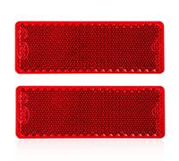 DARKGUARD Self Adhesive Reflectors,Stick On Reflectors Red Rectangular Rear Reflectors Self Adhesive for Gate Posts Walls Vans Trailer Caravan, E11-Approved,85x30x10mm (Red-Rectangula-Stick On-2pcs)