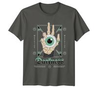 Darkness Eye Skeleton Hand Occult Mens T-Shirt Womens Tee Graphic Unisex Top S Light Graphite