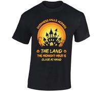 Darkness Falls Across The Land Mens T-Shirt Adult Spooky Castle Midnight Hour Tee Black - X-Large