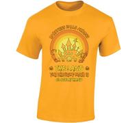 Darkness Falls Across The Land Mens T-Shirt Adult Spooky Castle Midnight Hour Tee Gold - X-Large