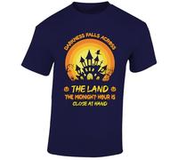 Darkness Falls Across The Land Mens T-Shirt Adult Spooky Castle Midnight Hour Tee Navy Blue - XX-Large