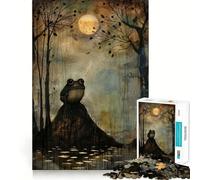 Darkness Frog Jigsaw Puzzles 1000 Piece for Adults Memory Boost Cozy Fun Pattern Assemble Nice Decor (38x52cm)