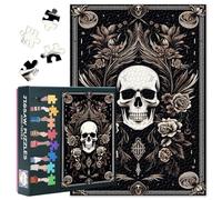 Darkness Jigsaw Puzzles, Skull and Roses on a Black Background Puzzle for Adults 1000 Pieces, Impossible Challenging Difficult Jigsaw Puzzles for Adults, 19.5 x 27.5 Inch
