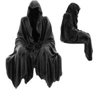 Darkness Resides Gothic Figurine - Black Resin Reaper Statue | Shelf Sitting Ornament for Halloween & Gothic Decor | Creepy Skeleton Sculpture for Home or Office (15cm)