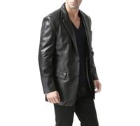 DarkRabbit Leather Blazer Jacket for Men Black (UK, Alpha, 4XL, Regular, Regular, Standard, Black)