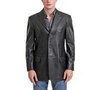 DarkRabbit Leather Blazer Jacket For Men in Black 3 Button (UK, Alpha, XL, Regular, Regular, Standard, Black)
