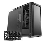 DARKROCK Classico Max Storage Master E-ATX Computer Case with 4x120mm Black Fans, 10x3.5 HDD + 3x2.5 SSD USB 3.0 Ready, 360mm Radiator Supported, Vertical GPU Slots - Black