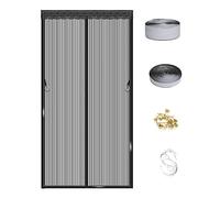 DarkSwan Costom Magnetic Fly Screen Door, Self Sealing Closure No Gap, Anti-insect Bug Mosquito Magnetic Door Curtain Net Fine Mesh Screen with Side Hook, Removable, Easy to Install, Black