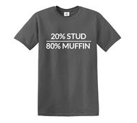 Darkwear 20% Stud 90% Muffin Funny T-Shirt -Men's TOP TEE(Charcoal,3XL)