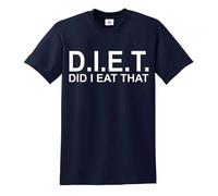 Darkwear D.I.E.T DID I EAT That Funny T-Shirt/Joke/Novelty/Party/Gym/Exercise/Men's Top(Navy,L)