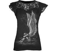 Darkwear Enslaved Angel Lace Layered Viscose,Goth Gothic/Top/Tee(Black,XXL)