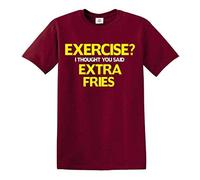 Darkwear Exercise I Thought You Said Extra Fries Funny T-Shirt Gift Joke Novelty S-5XL (XL, Maroon)