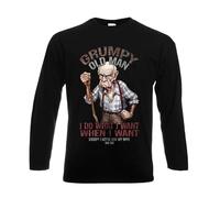 Darkwear Grumpy Old Man I Do What I Want Funny Mens Longsleeve Party Gift Tee Top(Black,L)