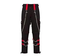 Darkwear Hanging Chain Trousers Gothic Cyber Chain Thread Bondage Metal Stud (Black, 2XS)