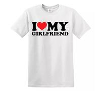 Darkwear I Love My Girlfriend T-Shirt Boyfriend Funny Novelty Party Joke Gift Top Tee (White Black Print, L)