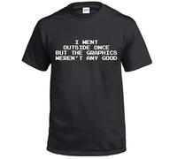 Darkwear I Went Outside Once But The Graphics T-Shirt Funny Geek Gift Top Tee(Black, S)