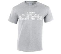 Darkwear I Went Outside Once But The Graphics T-Shirt Funny Geek Gift Top Tee(Grey, 4XL)